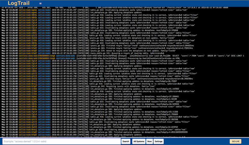 Logs in Logtrail