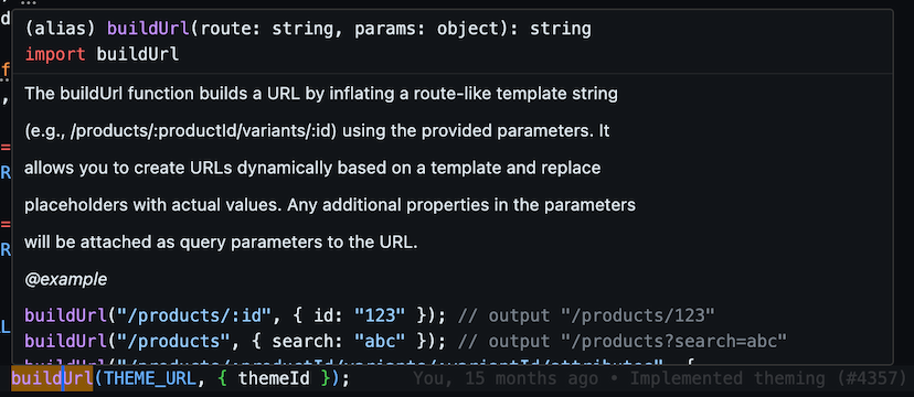 VS Code showing the types and docs
