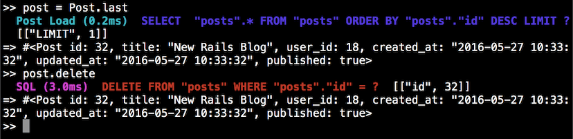 delete statement in red color