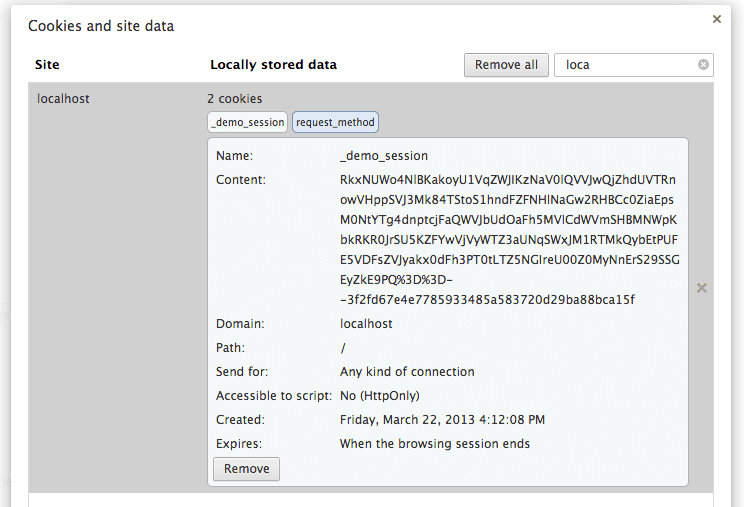 cookies and site data