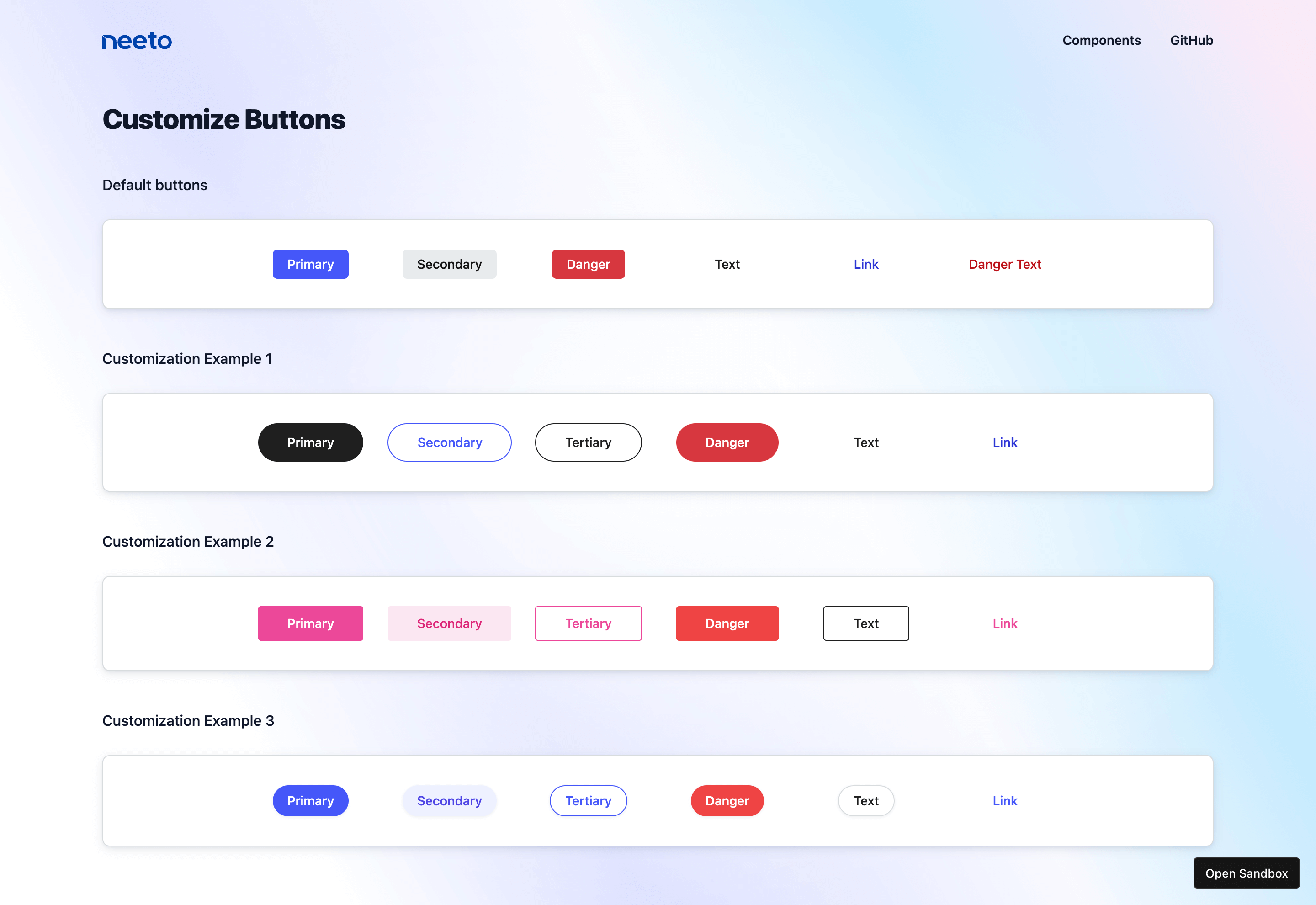 Button customization examples