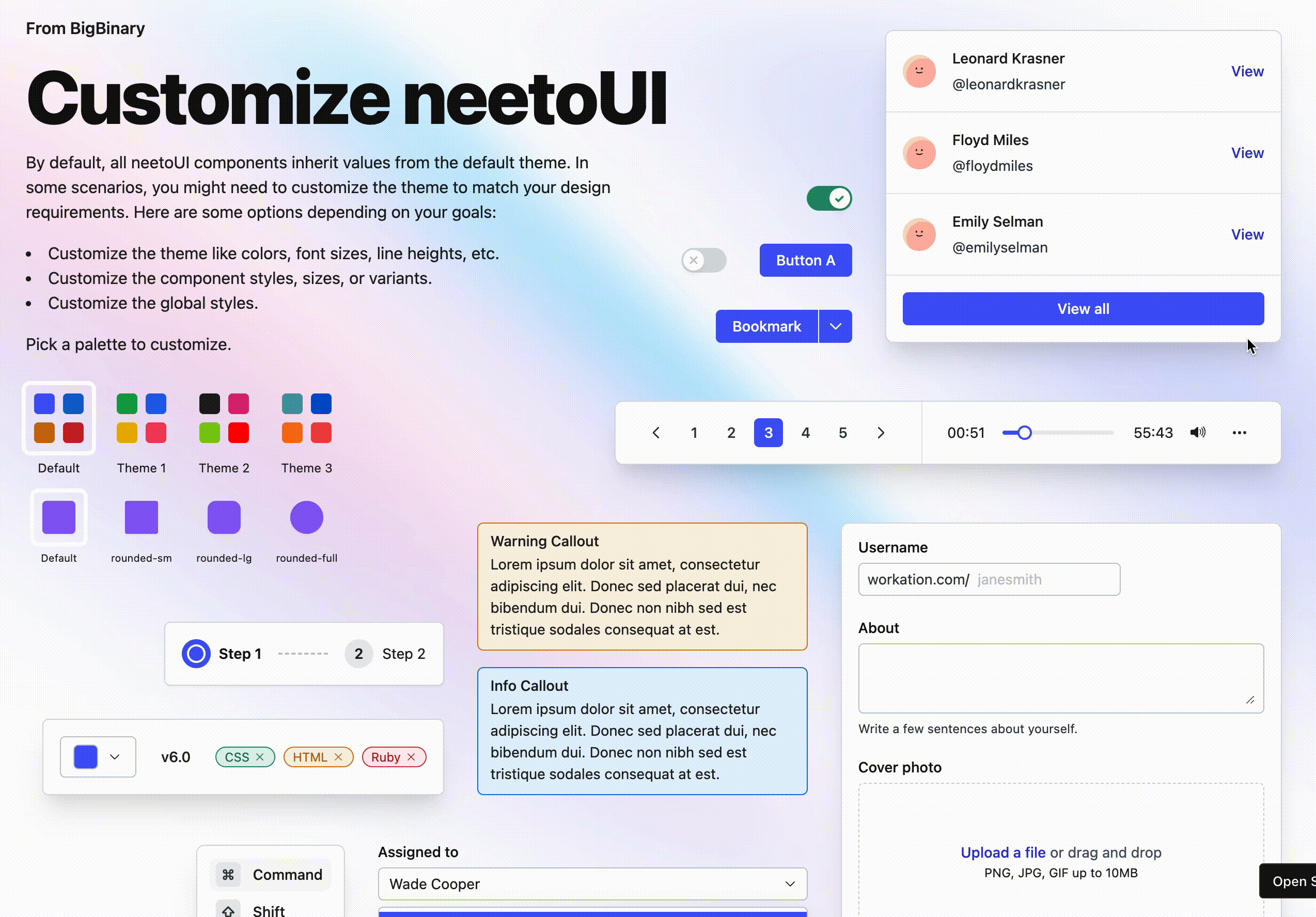 Button customization examples