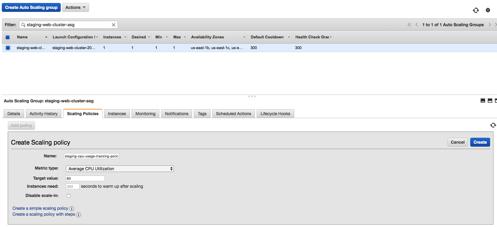 EC2 Target Tracking Policy